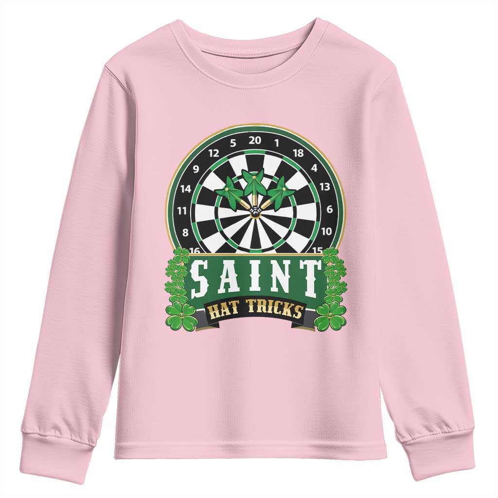 Saint Hat Tricks Youth Sweatshirt St Patricks Day Dart Thrower Gift TS12 Light Pink Print Your Wear