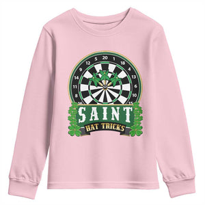 Saint Hat Tricks Youth Sweatshirt St Patricks Day Dart Thrower Gift TS12 Light Pink Print Your Wear