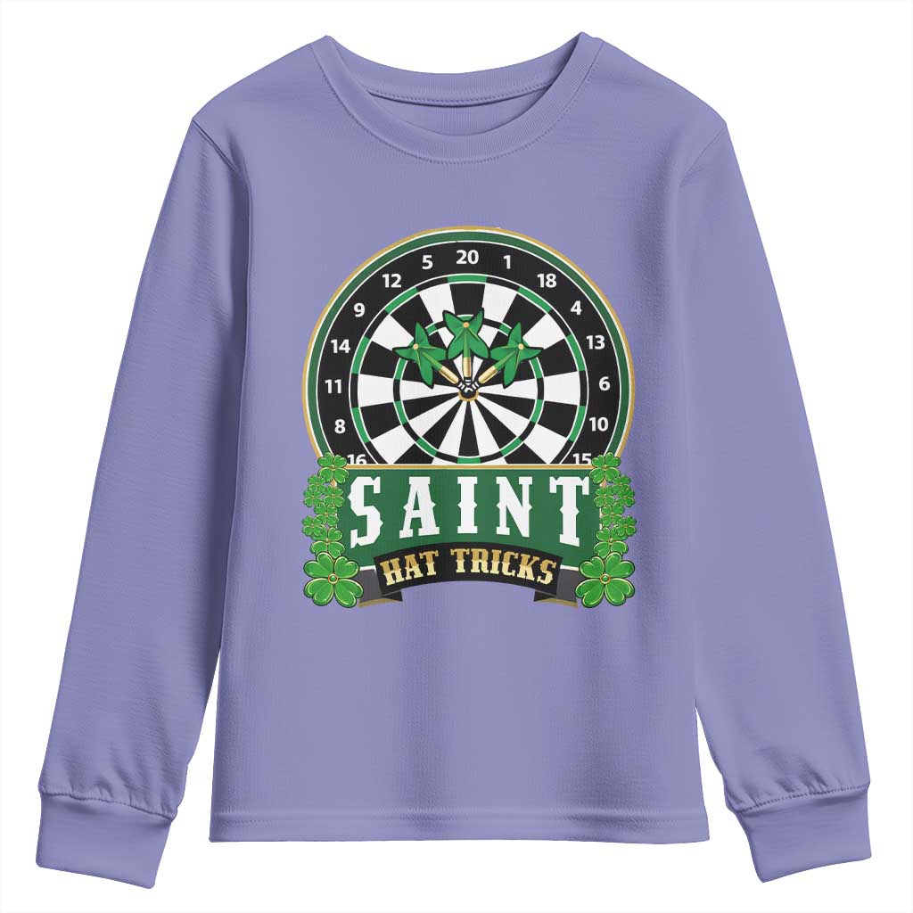 Saint Hat Tricks Youth Sweatshirt St Patricks Day Dart Thrower Gift TS12 Violet Print Your Wear