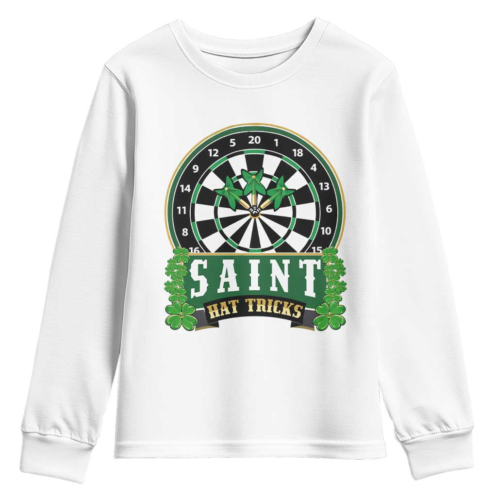 Saint Hat Tricks Youth Sweatshirt St Patricks Day Dart Thrower Gift TS12 White Print Your Wear