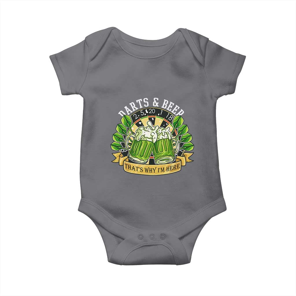 Beer And Darts St Patricks Day Gift Baby Onesie That Is Why I Am Here TS12 Charcoal Print Your Wear