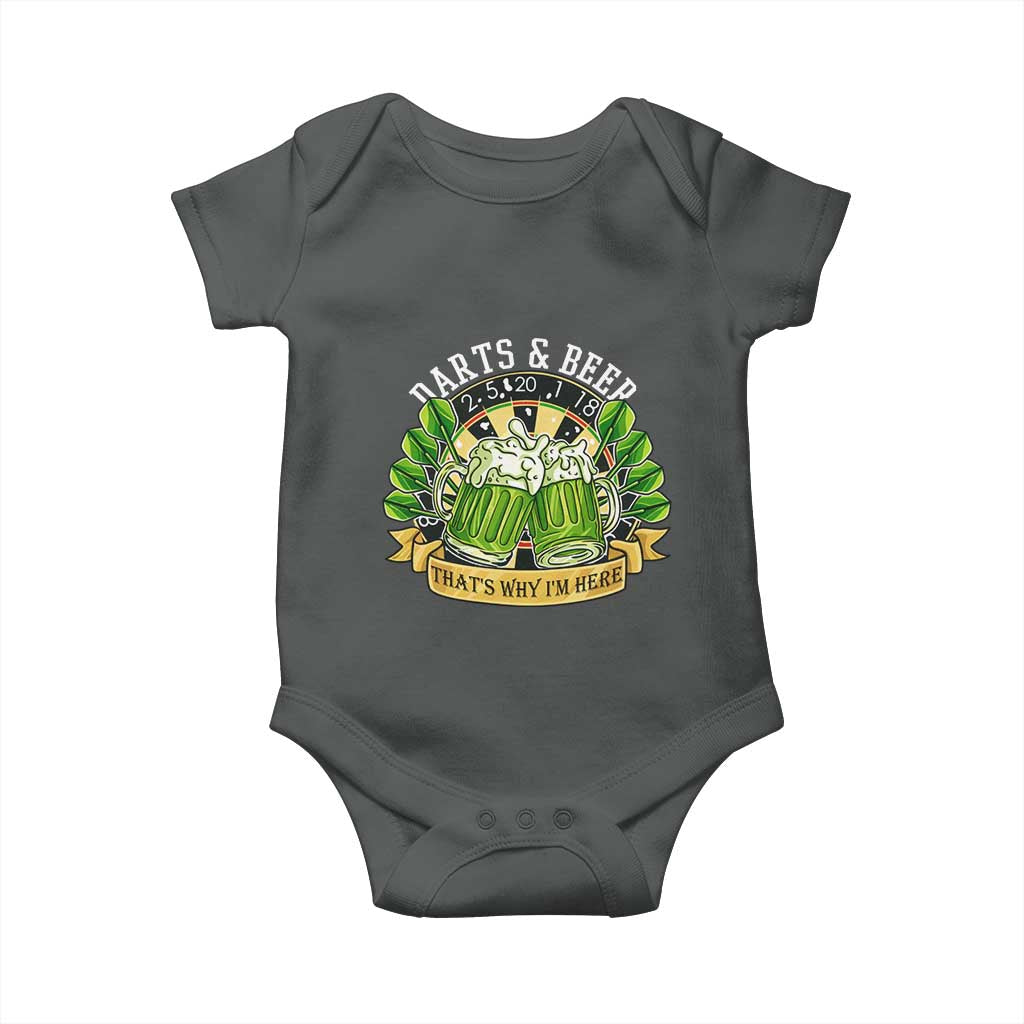Beer And Darts St Patricks Day Gift Baby Onesie That Is Why I Am Here TS12 Dark Heather Print Your Wear