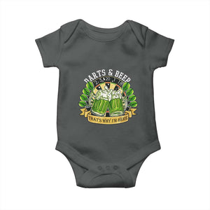 Beer And Darts St Patricks Day Gift Baby Onesie That Is Why I Am Here TS12 Dark Heather Print Your Wear
