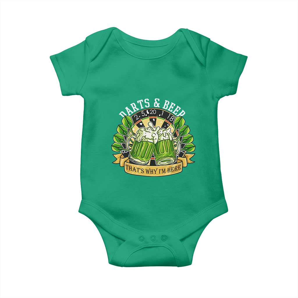 Beer And Darts St Patricks Day Gift Baby Onesie That Is Why I Am Here TS12 Irish Green Print Your Wear
