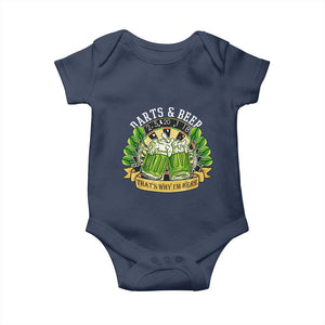 Beer And Darts St Patricks Day Gift Baby Onesie That Is Why I Am Here TS12 Navy Print Your Wear