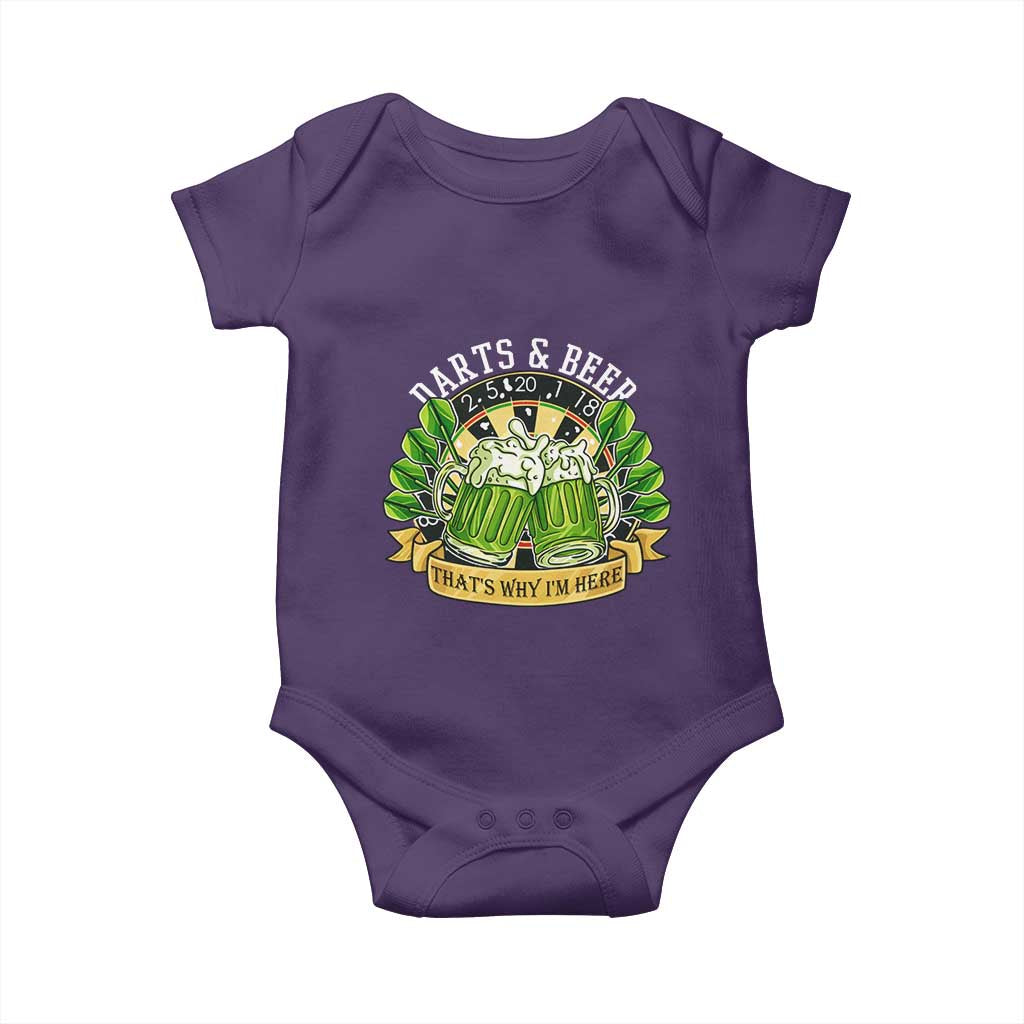 Beer And Darts St Patricks Day Gift Baby Onesie That Is Why I Am Here TS12 Purple Print Your Wear