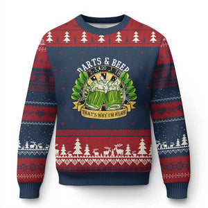 Beer And Darts St Patricks Day Gift Ugly Christmas Sweater That Is Why I Am Here TS12 Navy Red Print Your Wear
