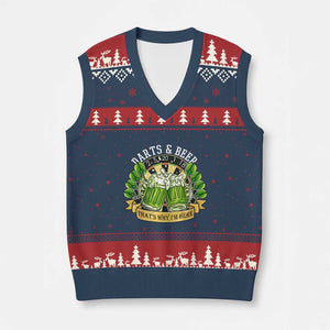 Beer And Darts St Patricks Day Gift V-Neck Knit Sweater Vest That Is Why I Am Here TS12 Navy Red Print Your Wear