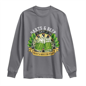 Beer And Darts St Patricks Day Gift Long Sleeve Shirt That Is Why I Am Here TS12 Charcoal Print Your Wear