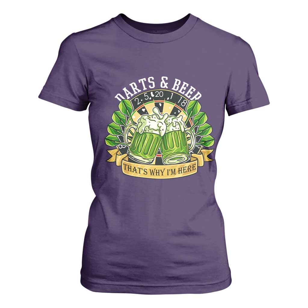 Beer And Darts St Patricks Day Gift T Shirt For Women That Is Why I Am Here TS12 Purple Print Your Wear