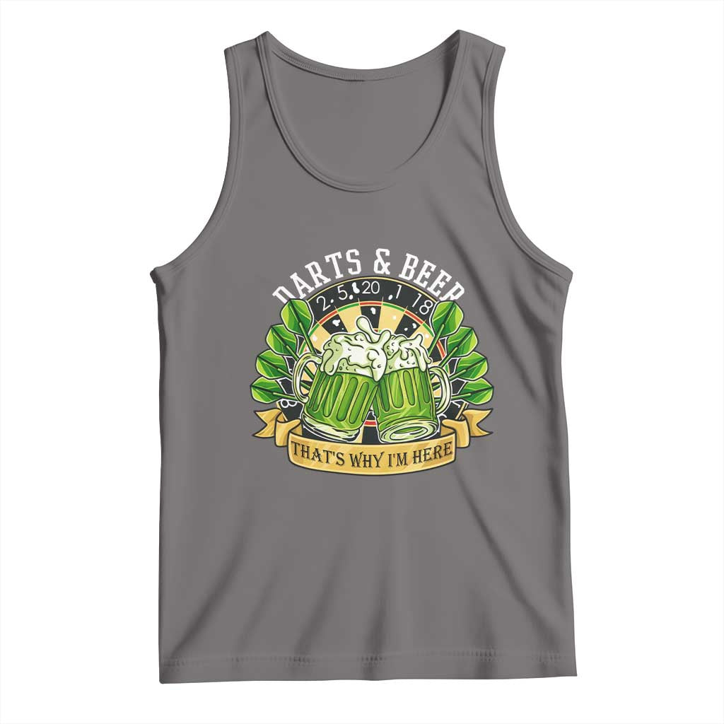 Beer And Darts St Patricks Day Gift Tank Top That Is Why I Am Here TS12 Deep Heather Print Your Wear