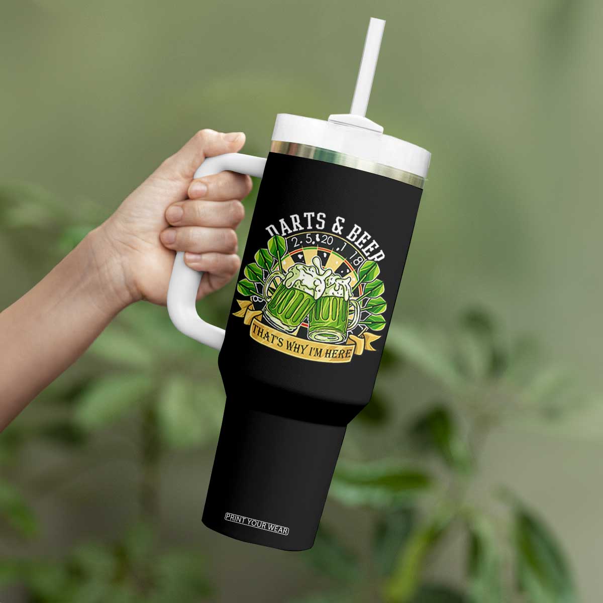 Beer And Darts St Patricks Day Gift Tumbler With Handle That Is Why I Am Here TS12 Print Your Wear