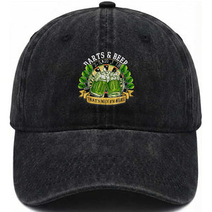 Beer And Darts St Patricks Day Gift Washed Cotton Baseball Cap That Is Why I Am Here TS12 Print Your Wear