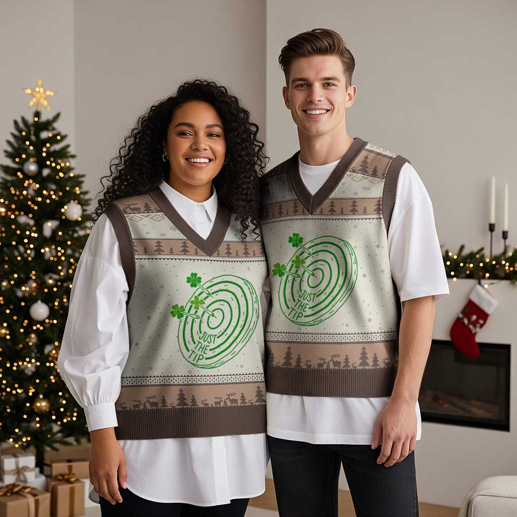 Dirty Humor Dartist St Patricks Day Gift V-Neck Knit Sweater Vest Just The Tip TS12 Mocha Mousse Print Your Wear