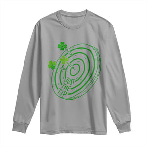 Dirty Humor Dartist St Patricks Day Gift Long Sleeve Shirt Just The Tip TS12 Sport Gray Print Your Wear