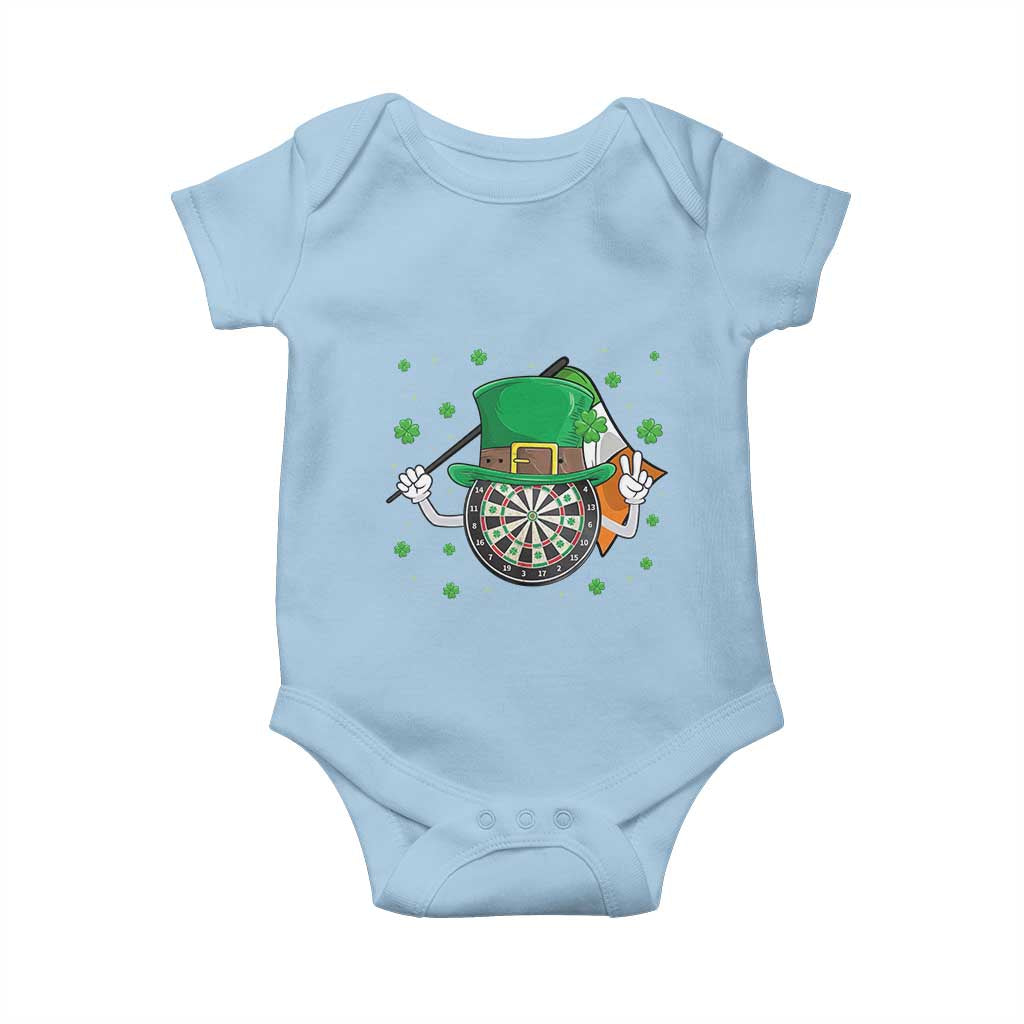Lucky Darts Board With Irish Flag Baby Onesie St Patricks Day Gift TS12 Light Blue Print Your Wear