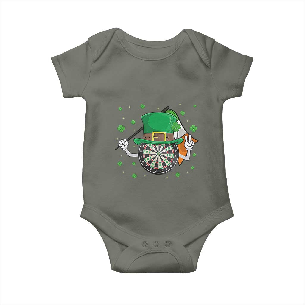 Lucky Darts Board With Irish Flag Baby Onesie St Patricks Day Gift TS12 Military Green Print Your Wear