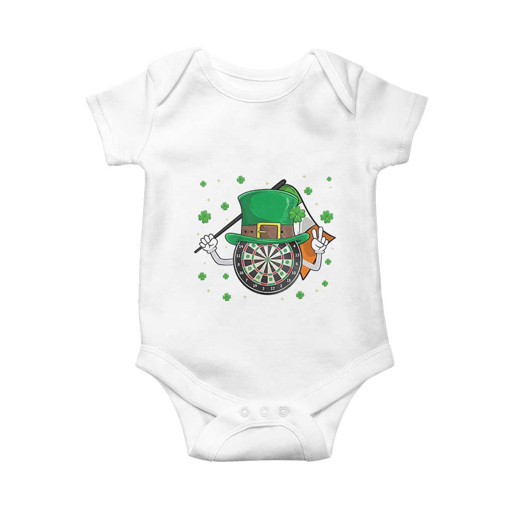 Lucky Darts Board With Irish Flag Baby Onesie St Patricks Day Gift TS12 White Print Your Wear