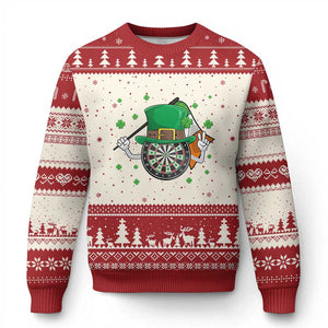 Lucky Darts Board With Irish Flag Ugly Christmas Sweater St Patricks Day Gift TS12 Beige Red Print Your Wear