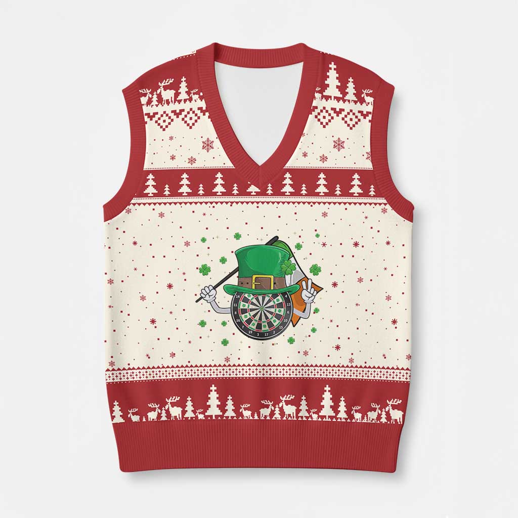 Lucky Darts Board With Irish Flag V-Neck Knit Sweater Vest St Patricks Day Gift TS12 Beige Red Print Your Wear