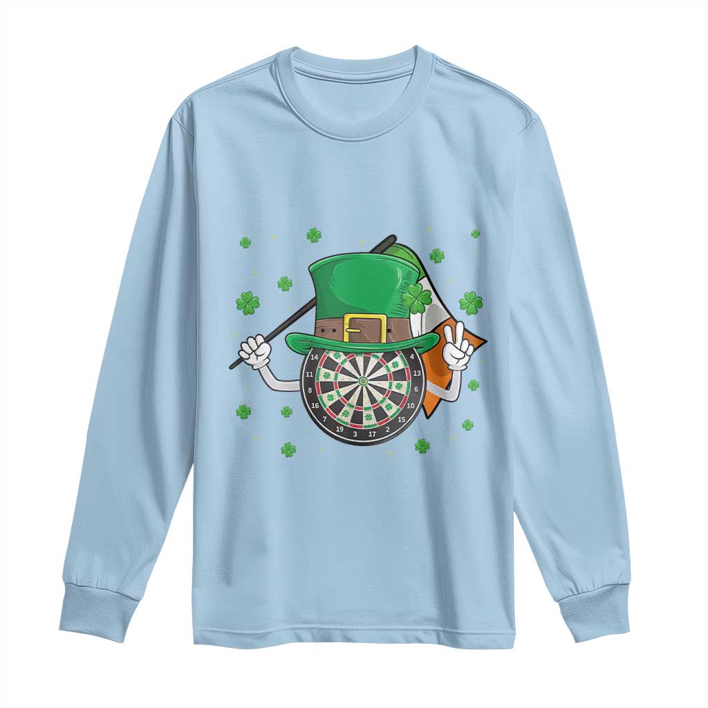 Lucky Darts Board With Irish Flag Long Sleeve Shirt St Patricks Day Gift TS12 Light Blue Print Your Wear