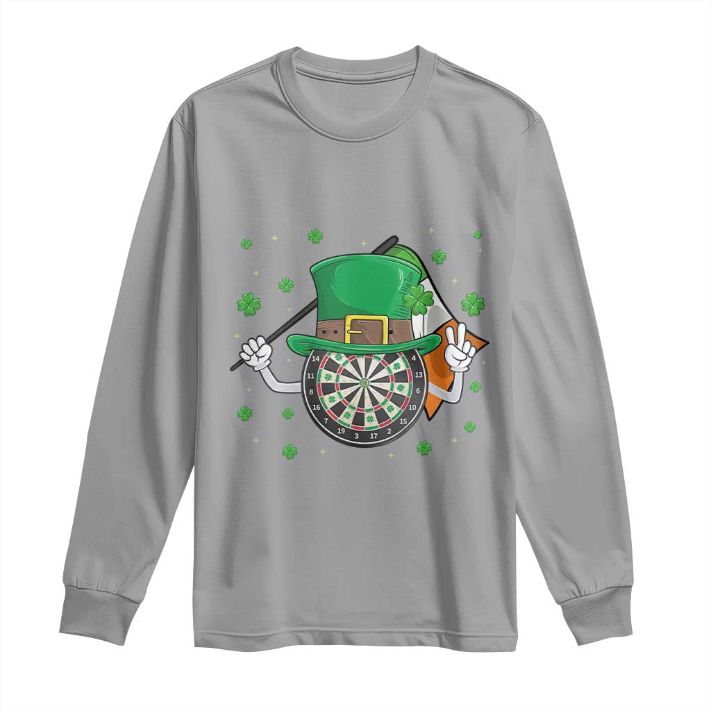 Lucky Darts Board With Irish Flag Long Sleeve Shirt St Patricks Day Gift TS12 Sport Gray Print Your Wear