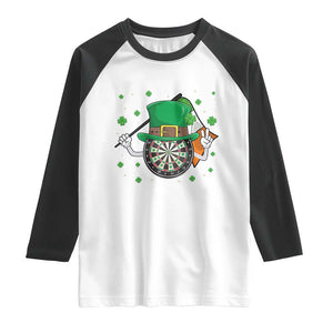 Lucky Darts Board With Irish Flag Raglan Shirt St Patricks Day Gift TS12 White Black Print Your Wear