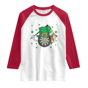 Lucky Darts Board With Irish Flag Raglan Shirt St Patricks Day Gift TS12 White Red Print Your Wear
