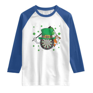 Lucky Darts Board With Irish Flag Raglan Shirt St Patricks Day Gift TS12 White Royal Print Your Wear
