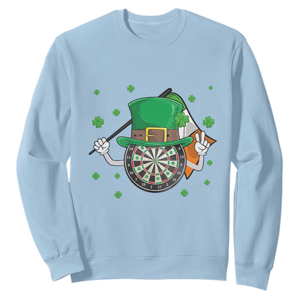 Lucky Darts Board With Irish Flag Sweatshirt St Patricks Day Gift TS12 Light Blue Print Your Wear