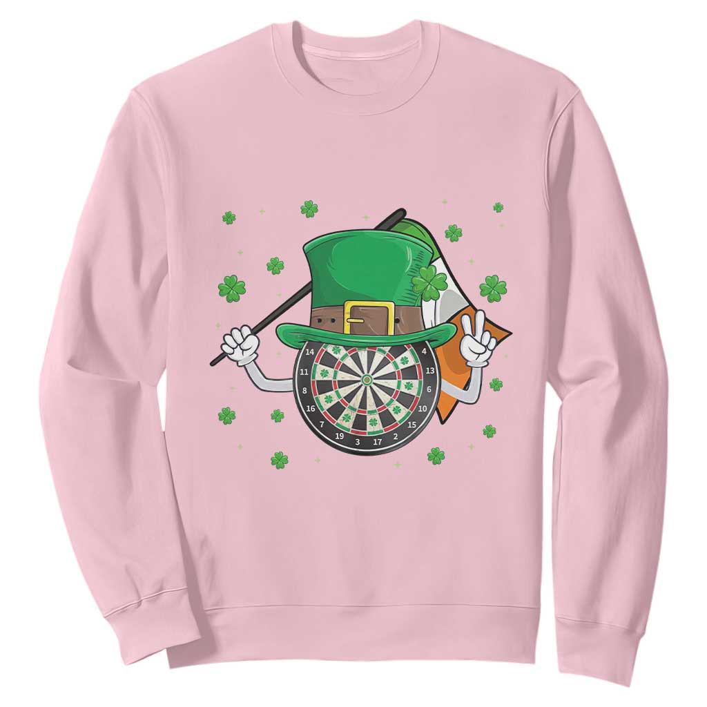 Lucky Darts Board With Irish Flag Sweatshirt St Patricks Day Gift TS12 Light Pink Print Your Wear