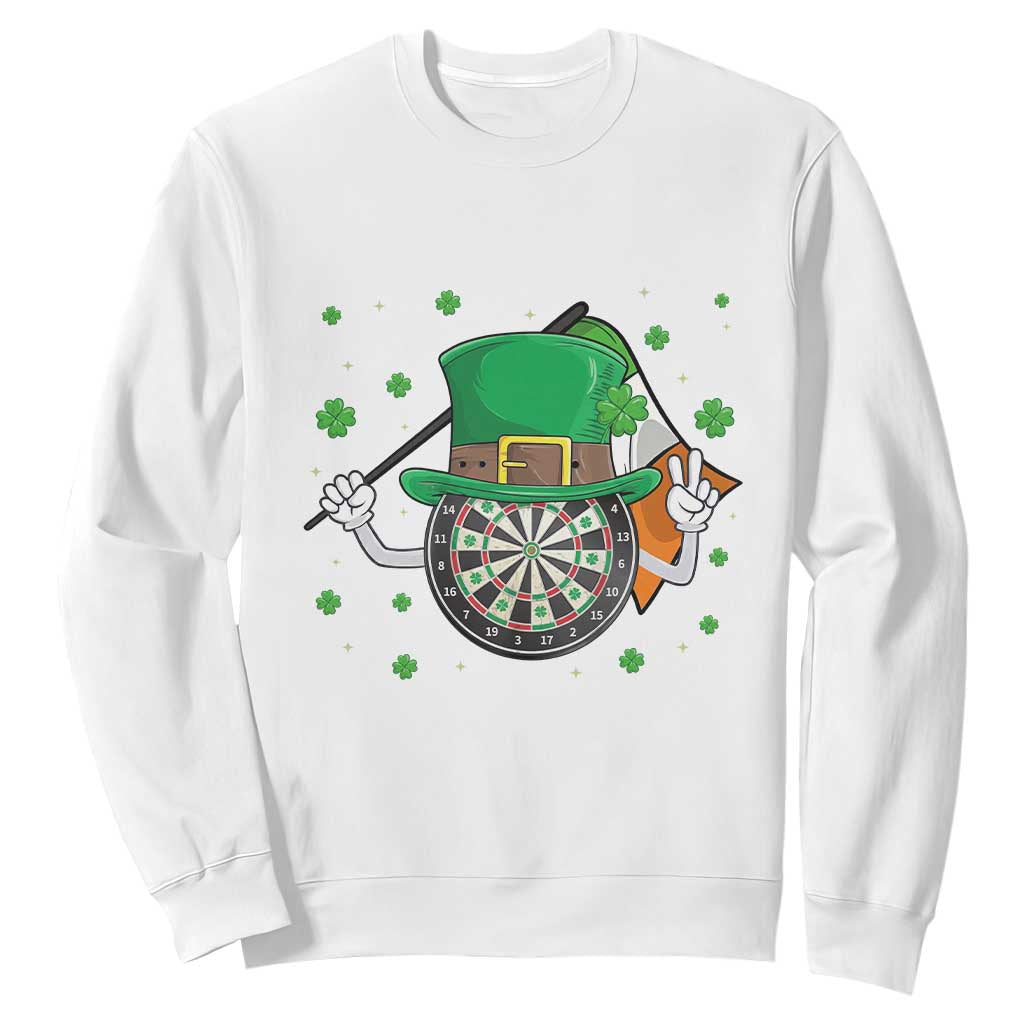 Lucky Darts Board With Irish Flag Sweatshirt St Patricks Day Gift TS12 White Print Your Wear