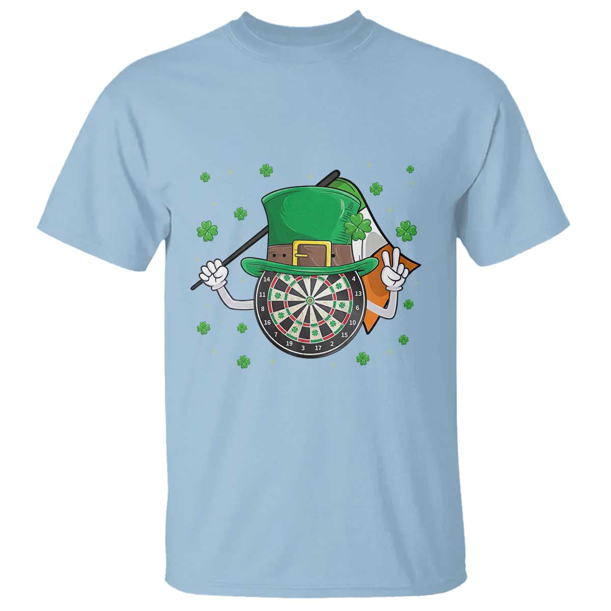 Lucky Darts Board With Irish Flag T Shirt St Patricks Day Gift TS12 Light Blue Print Your Wear
