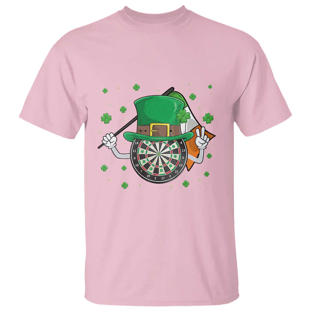 Lucky Darts Board With Irish Flag T Shirt St Patricks Day Gift TS12 Light Pink Print Your Wear