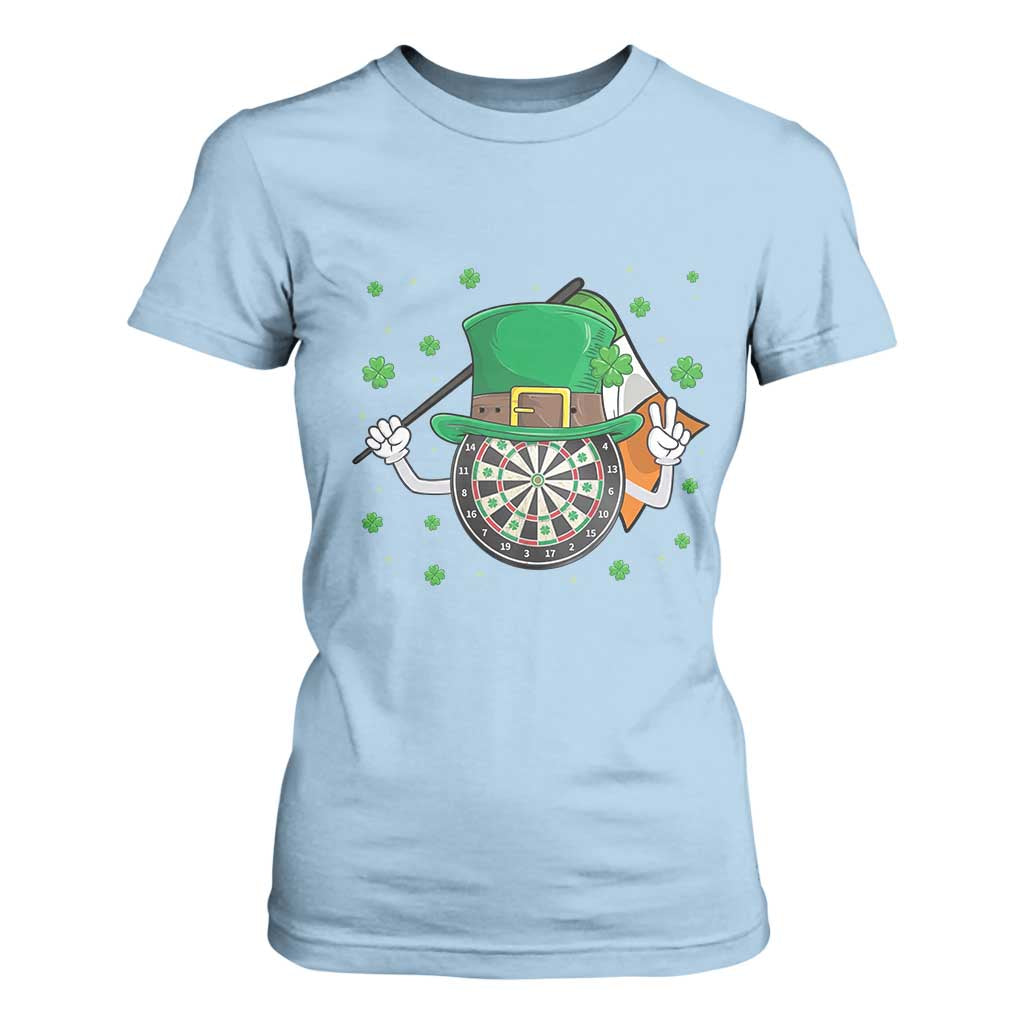 Lucky Darts Board With Irish Flag T Shirt For Women St Patricks Day Gift TS12 Light Blue Print Your Wear