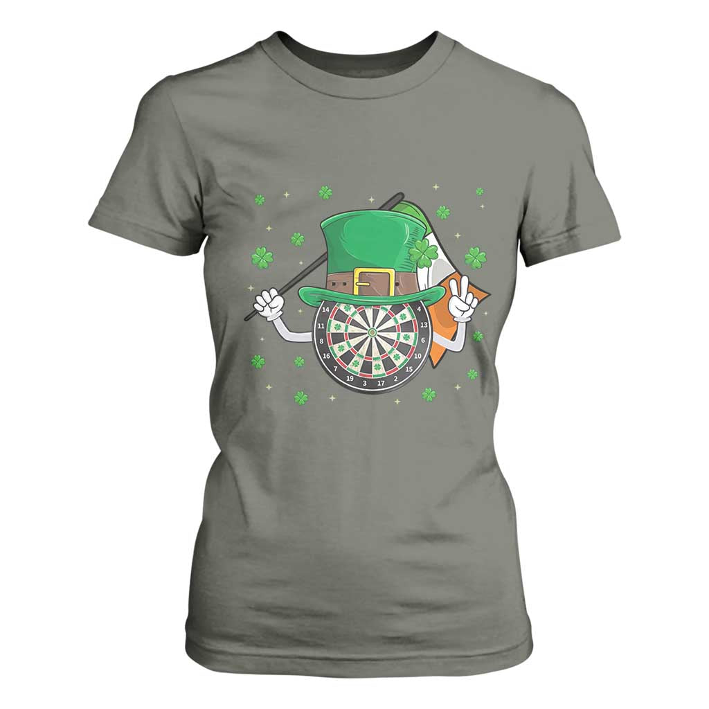 Lucky Darts Board With Irish Flag T Shirt For Women St Patricks Day Gift TS12 Military Green Print Your Wear