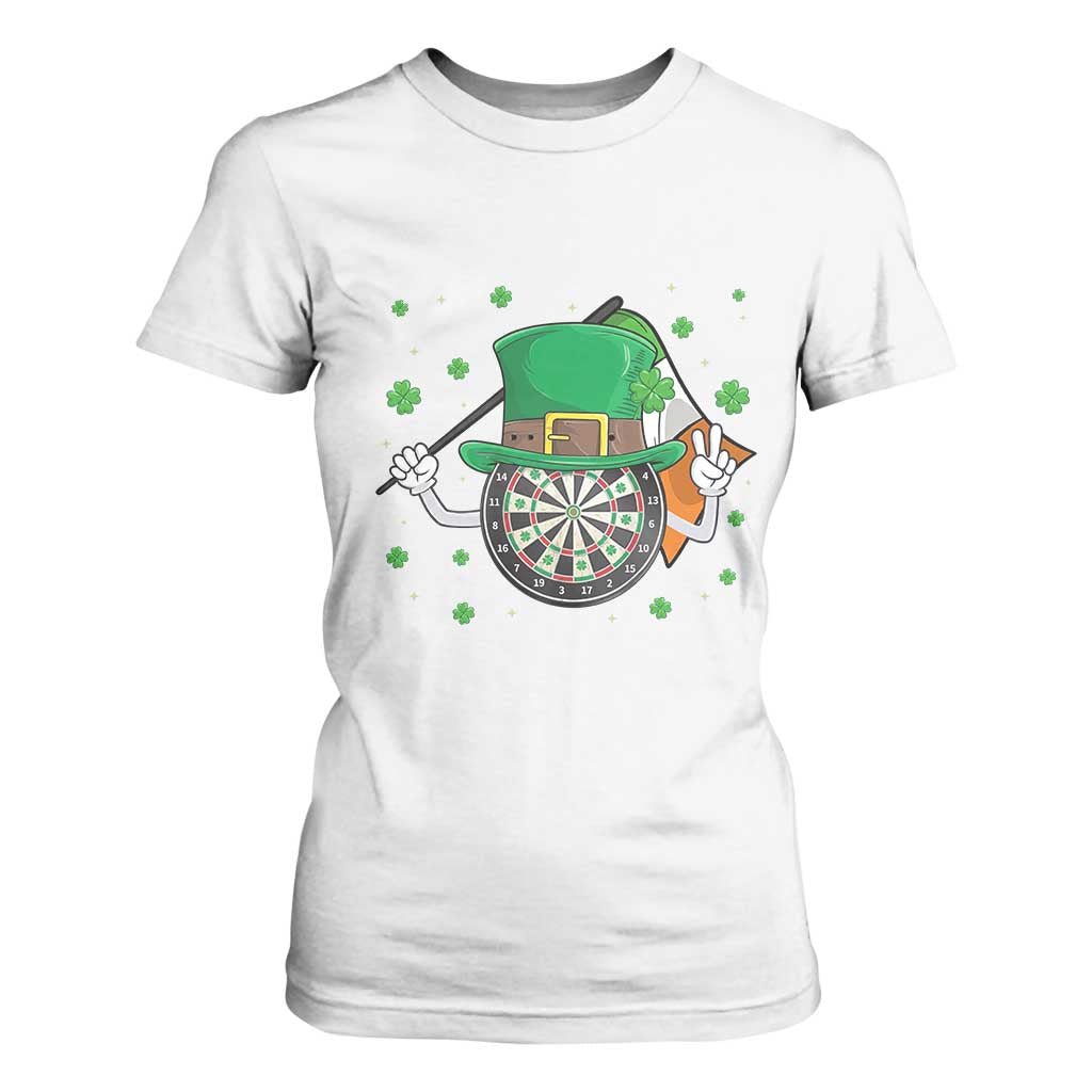 Lucky Darts Board With Irish Flag T Shirt For Women St Patricks Day Gift TS12 White Print Your Wear