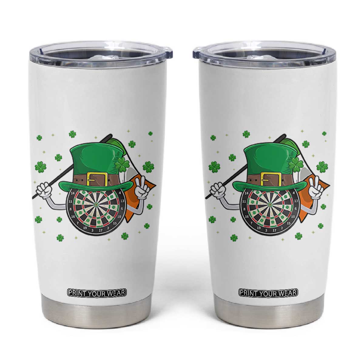 Lucky Darts Board With Irish Flag Tumbler Cup St Patricks Day Gift TS12 White Print Your Wear
