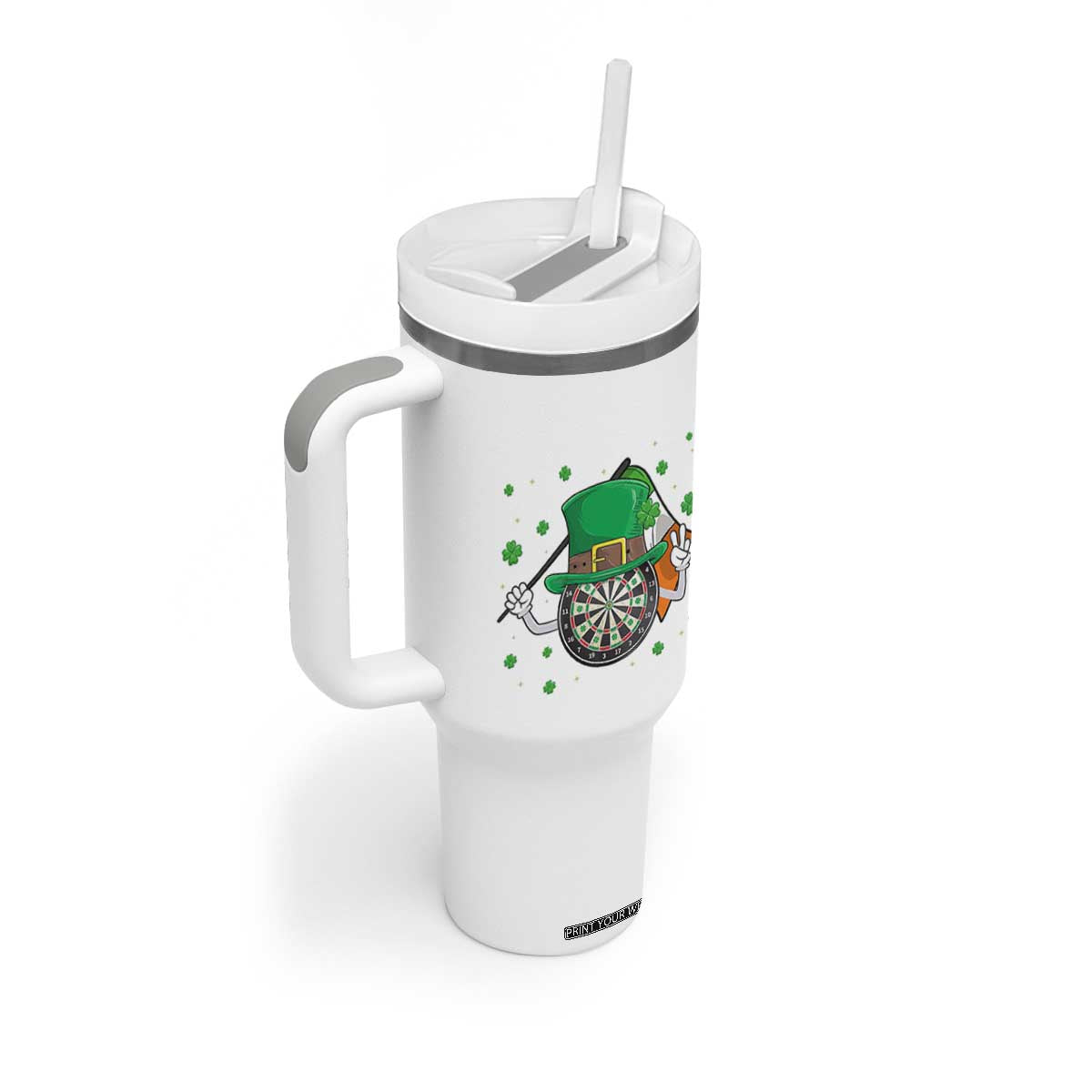 Lucky Darts Board With Irish Flag Tumbler With Handle St Patricks Day Gift TS12 Print Your Wear