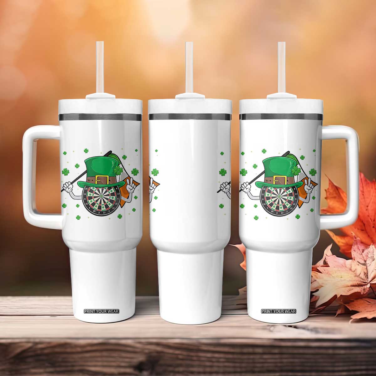 Lucky Darts Board With Irish Flag Tumbler With Handle St Patricks Day Gift TS12 Print Your Wear