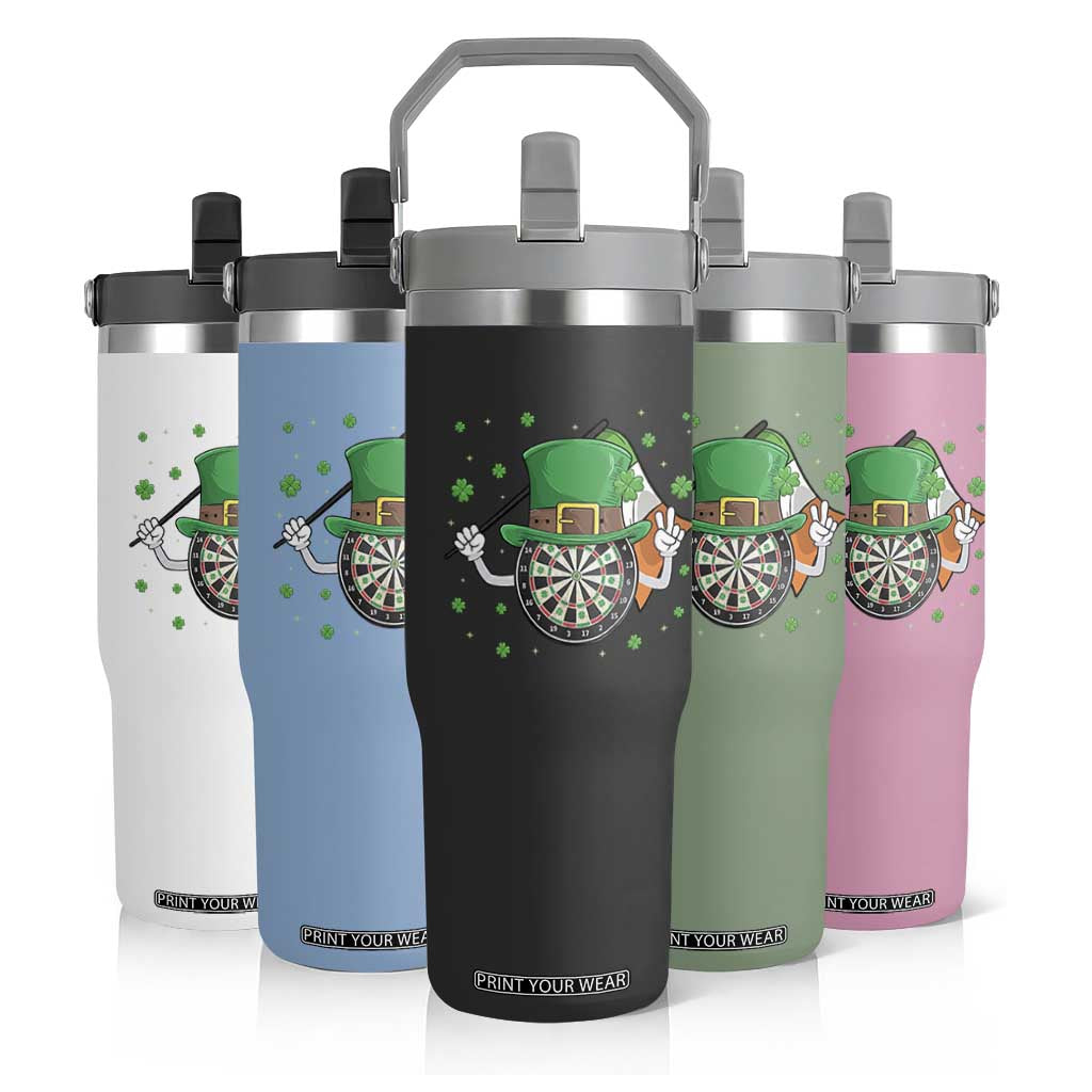Lucky Darts Board With Irish Flag Flip Straw Tumbler St Patricks Day Gift TS12 Print Your Wear