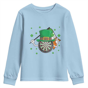 Lucky Darts Board With Irish Flag Youth Sweatshirt St Patricks Day Gift TS12 Light Blue Print Your Wear