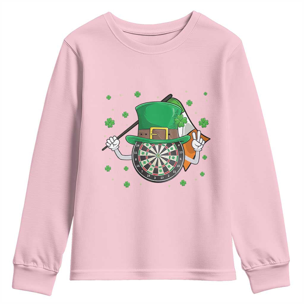 Lucky Darts Board With Irish Flag Youth Sweatshirt St Patricks Day Gift TS12 Light Pink Print Your Wear