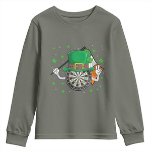 Lucky Darts Board With Irish Flag Youth Sweatshirt St Patricks Day Gift TS12 Military Green Print Your Wear
