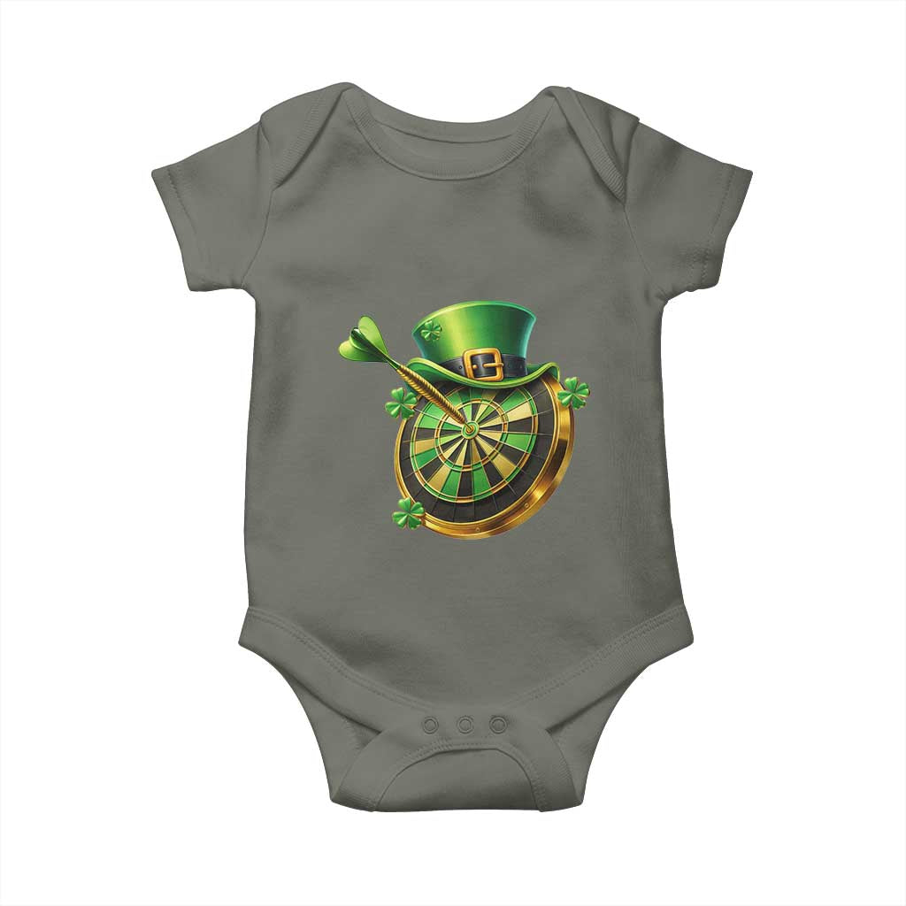 St Patricks Day Irish Darts Board Celebration Gift Baby Onesie TS12 Military Green Print Your Wear