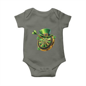 St Patricks Day Irish Darts Board Celebration Gift Baby Onesie TS12 Military Green Print Your Wear