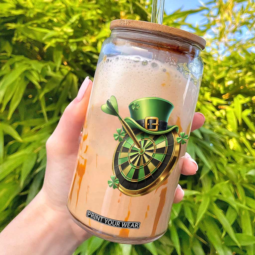 St Patricks Day Irish Darts Board Celebration Gift Glass Can TS12 White Print Your Wear