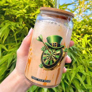 St Patricks Day Irish Darts Board Celebration Gift Glass Can TS12 White Print Your Wear
