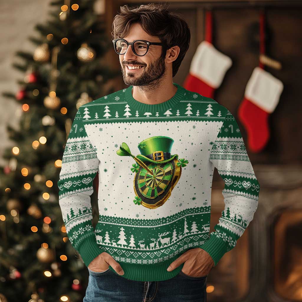 St Patricks Day Irish Darts Board Celebration Gift Ugly Christmas Sweater TS12 Beige Green Print Your Wear