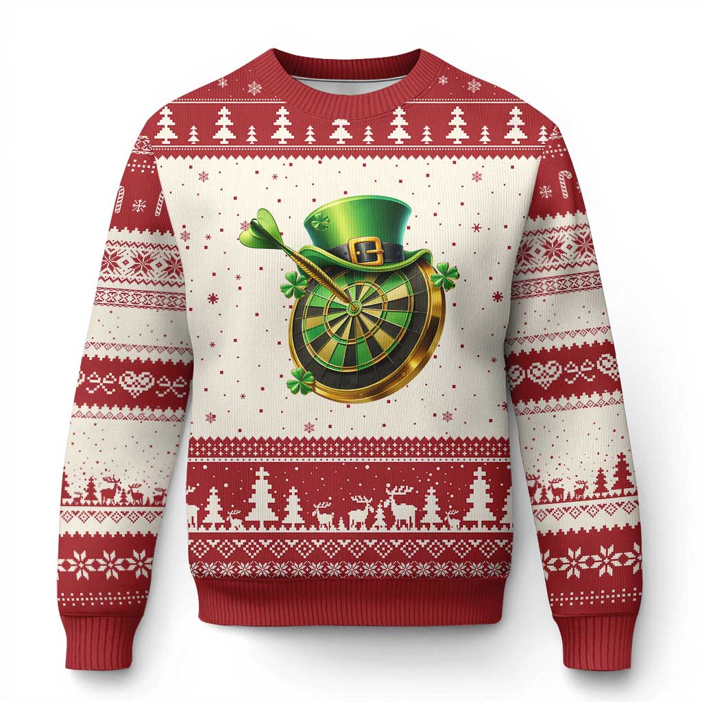 St Patricks Day Irish Darts Board Celebration Gift Ugly Christmas Sweater TS12 Beige Red Print Your Wear